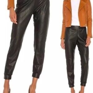 Commando Black Leather Joggers